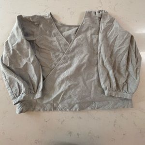 Esby blue-gray faux wrap top